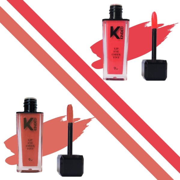 KINDED Lip Eye and Cheek Tint Combo for Women Girls Longlasting Moisturizing Vitamin E Liquid Lip Colour Lipstick Eyeshadow Blush (Matte Finish, Barbie Pink & Perfect Nude, 9 ml each) - Fast Shipping to USA & Canada