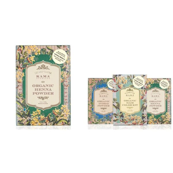 Kama Ayurveda 100% Organic Henna Powder, 100g & Kama Ayurveda Natural Organic Hair Color Kit - Fast Shipping to USA & Canada