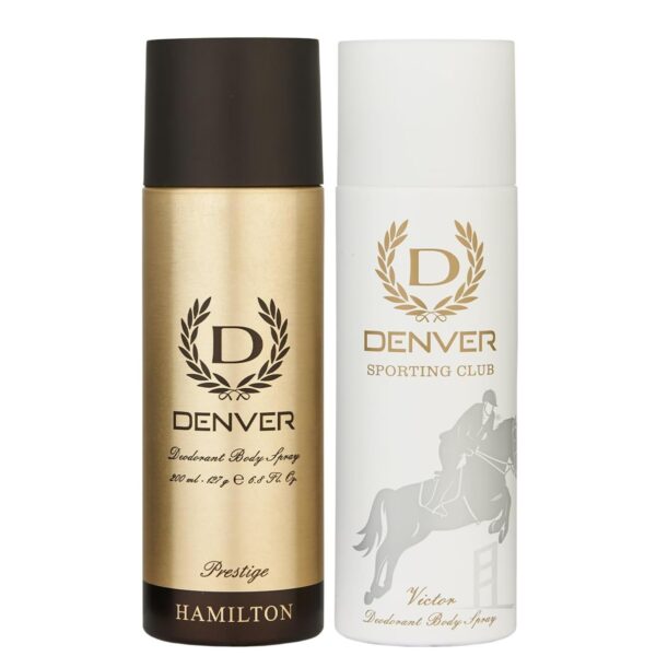 DENVER Prestige & Sporting Club Victor Deodorant - 200ML Each (Combo Pack of 2) | Long Lasting Deo Body Spray - For Men - Fast Shipping to USA & Canada