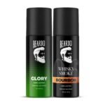 Beardo Glory & Whisky Smoke Bourbon Perfume Body Spray (Set of 2) Get compliments with Long lasting Fougere, Aromatic Deodorant | Gift For Brother | Gift For Friends - Fast Shipping to USA & Canada