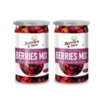 Berries And Nuts Super Berries Mix | Dried Mixed Berries, High in Antioxidants | Cranberries, Blueberries, Gojiberries, Blackberries, Raspberries, Strawberries | 400 Grams | 2 Bottles of 200 Grams - Fast Shipping to USA & Canada