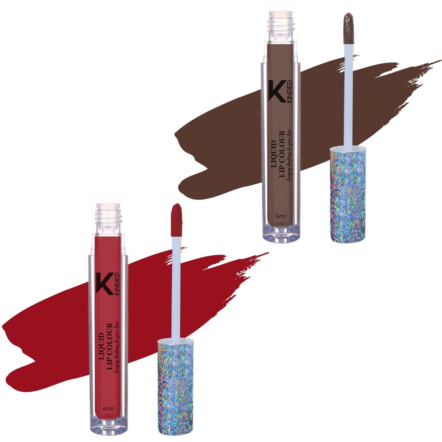 618pvEh5HdL-1.jpg KINDED Liquid Lip Colour Vitamin E Enriched No Transfer Waterproof Long Stay Lipsticks Lip Gloss Set for Girls Women (Pack of 2, 6 ml each, Matte Finish, Shades Choco Brown & More Maroon) - Fast Shipping to USA & Canada - Image 1