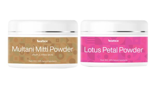Beaface Combo Pack Lotus Petal Powder New Fresh Skin Growth Glow - 50gm | Multani Mitti Powder Acne Remover Pigmentation Deep Cleanser 100gm (Pack-2)