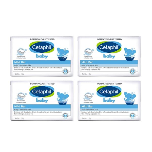 Cetaphil Baby Mild Bar for Face and Body-Pack of 4, 75g*4 - Fast Shipping to USA & Canada