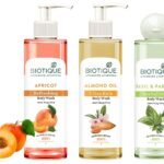 Biotique Basil & Parsley Body Wash, Transparent, 200 ml And Biotique Almond Oil Ultra Rich Body Wash, Botanical Extracts, 200 ml And Biotique Apricot Body Wash, Transparent, 200 ml - Fast Shipping to USA & Canada