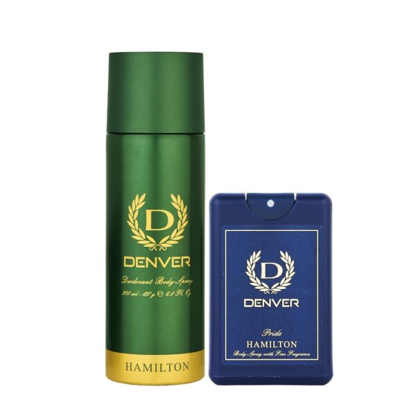 DENVER Hamilton Deo - 200ML & Pride Pocket Perfume - 18ML | Combo Deodorant Spray - For Men (218 ml, Pack of 2)