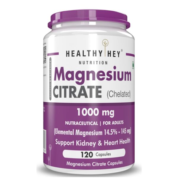 HealthyHey Nutrition Magnesium Citrate-120 Vegetable Capsules - Fast Shipping to USA