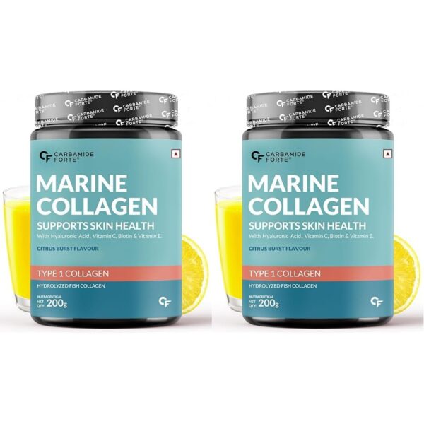 Carbamide Forte Marine Collagen Powder Supplement | Glowing Skin & Bone Health Support Collagen Supplements for Women & Men - Hydrolyzed Collagen Peptides - 200g (Pack of 2) - Fast Shipping to USA