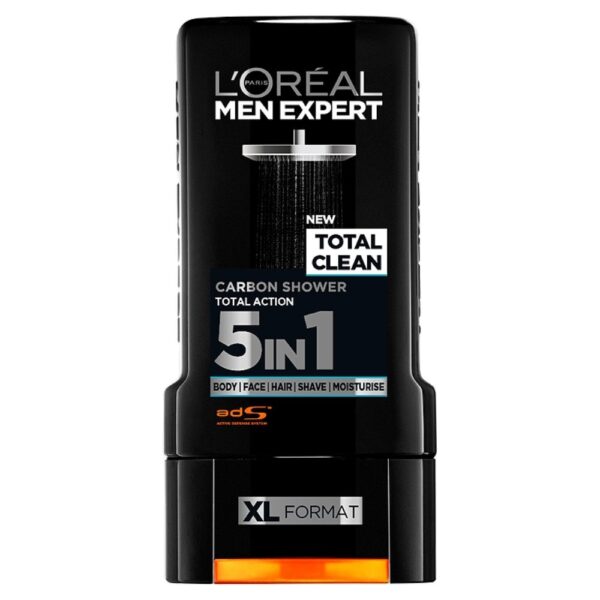 L'Oreal Paris Men's Expert Total Clean Carbon 5 In 1 Shower Gel (300 ml) - Fast Shipping to USA & Canada