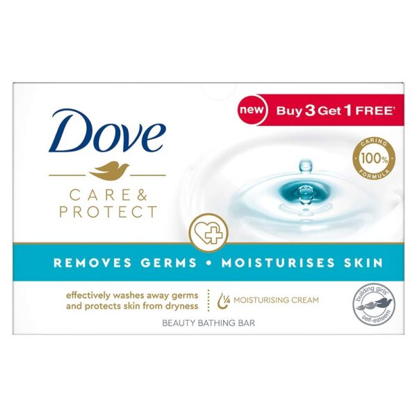 Dove Care & Protect Moisturising Cream Beauty Bathing Bar, 100 g (Buy 3 & Get 1 Free) - Fast Shipping to USA & Canada