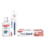 Colgate PerioGard Oral Care Combo Pack - Toothpaste for Gum Problems (90g), Ultra Soft Toothbrush (1pc), Low Staining Alcohol-Free Mouthwash (250ml) - Fast Shipping to USA & Canada
