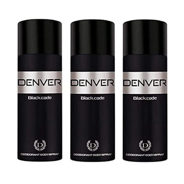 DENVER Black Code Deo - 150GM (Pack of 3) | Long Lasting Deo Spray for Men