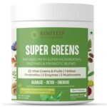 Rooted Actives Super Greens Ultimate Health Powder | 22 vital greens & Fruits, 1 billion probiotics, 5 Enzymes, 5 Mushrooms (No Added Sugar) | Supports Gut Health, Energy, Immunity - 250 Grams - Fast Shipping to USA
