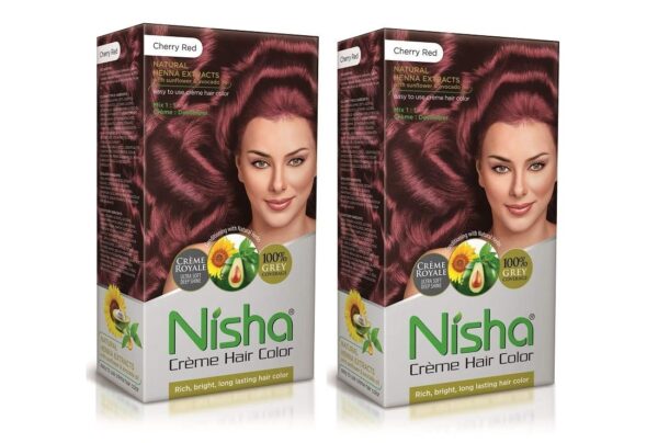 Nisha Long Lasting Cherry Red Cream Hair Color For Women and Men Hair Color Cr?me With Natural Herbs 100% Grey Coverage Hair Color Pack of 2 - Fast Shipping to USA & Canada
