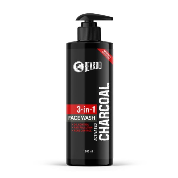 Beardo 3-in-1 Activated Charcoal Face Wash| Deep Cleanse, Exfoliate & Detoxify | All-in-One Face Wash for Oily Skin, Dirt & Pollution Removal | Oil Control Face wash for men 200ml - Fast Shipping to USA & Canada
