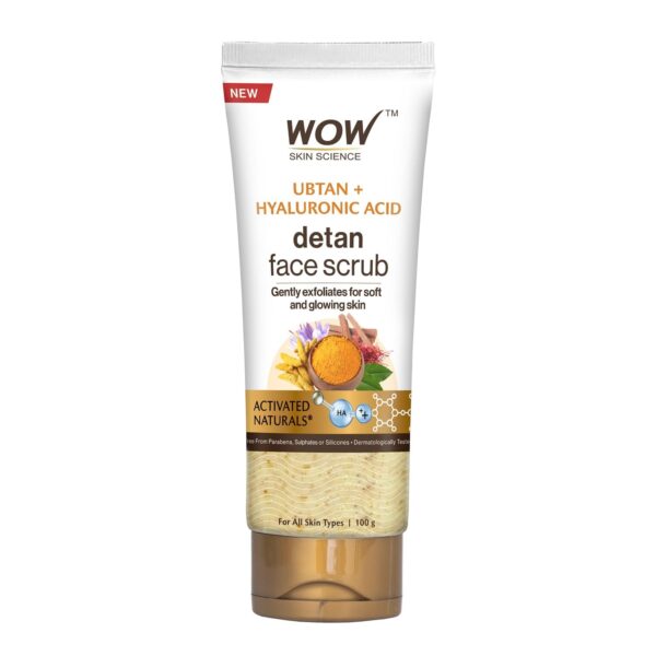 WOW Skin Science Ubtan + Hyaluronic Acid Detan Face Scrub | Gently Exfoliates | Removes Impurities | Hydrates Skin | Promotes Even-Toned Complexion | 100g - Fast Shipping to USA & Canada