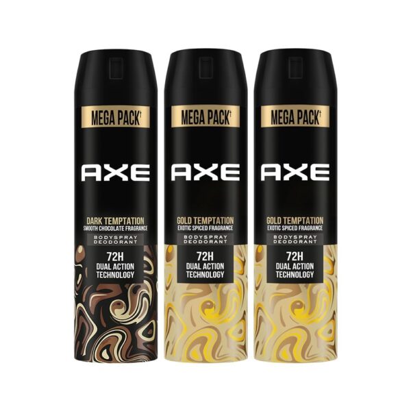 Axe Dark Temptation Men's Deodorant (Pack of 1) + Axe Gold Temptation Long Lasting Deodorant Bodyspray For Men (Pack of 2)