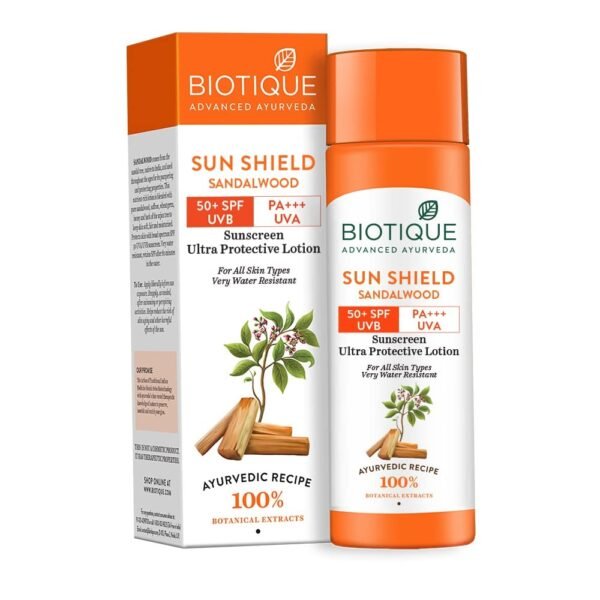 Biotique Sandalwood Sunscreen Ultra Soothing Face Lotion, SPF 50+ |Ultra Protective Lotion| Keeps Skin Soft, Fair and Moisturized| Water Resistant| For All Skin Types| 120ml - Fast Shipping to USA & Canada