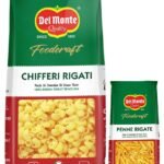 Del Monte FoodCraft Chifferi Pasta, 100% Durum Wheat Semolina, 1kg & Del Monte Foodcraft Penne Rigate Pasta (100% Durum Wheat - No Maida), 500 grams - Fast Shipping to USA & Canada