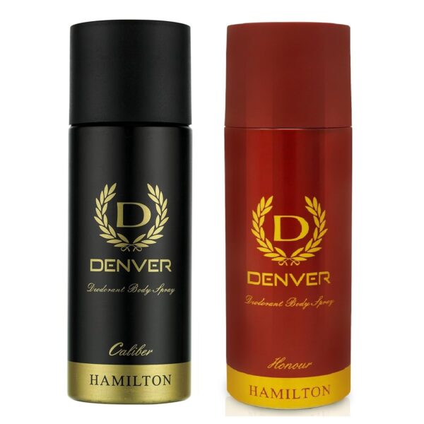 DENVER Honour & Caliber Deodorant Spray - For Men (165ML Each, Pack of 2) | Long Lasting Deo Body Spray for Men - Fast Shipping to USA & Canada