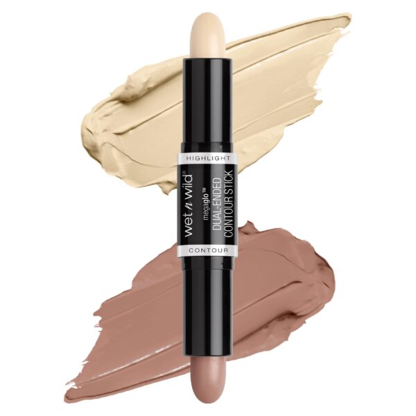 Wet n Wild MegaGlo Dual-Ended Contour Stick, 2-in-1 Contour Stick with Contouring Shade and Highlighter, Easy-to-Blend Formula, for a Defined and Chiseled Look, Light/Medium Paraben & Cruelty Free-8g - Fast Shipping to USA & Canada