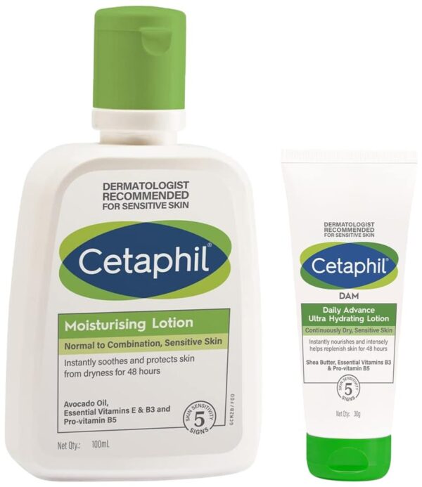 Cetaphil Dam Daily Advance Ultra Hydrating Lotion, 30g and Cetaphil Moisturizing Lotion, 100ml - Fast Shipping to USA & Canada