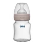 Chicco Well-Being Glass Feeding Bottle for Babies (120ml,Slow Flow) |Premium Borosilicate Glass for High Durability |Elongated Teat for Correct Latch |Comes with Anti-Spill Cap | BPA Free (Neutral) - Fast Shipping to USA & Canada