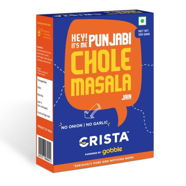 CRISTA Jain Punjabi Chole Masala | Chana Masala | Vegan | No Onion | No Garlic | No Added Sugar | Zero added Colours, Fillers, Additives & Preservatives | 100 gms