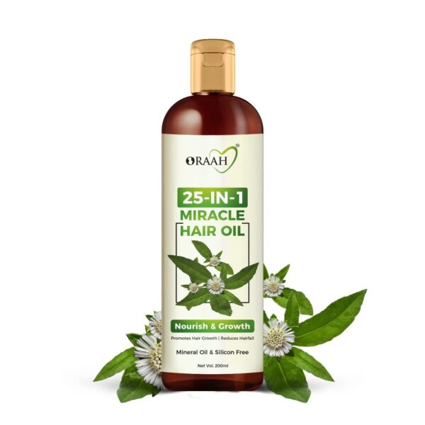 Oraah 25-in-1 Miracle Hair Oil with 25 Power Herbs Promote Hair, Fall Control & Greying - 200ml - Fast Shipping to USA & Canada