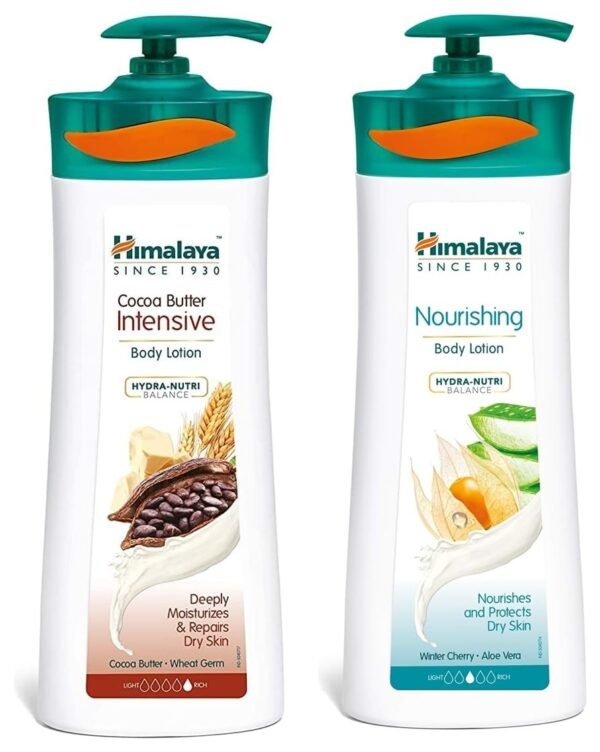 Himalaya Herbals Cocoa Butter Intensive Body Lotion, 400ml and Himalaya Nourishing Body Lotion, 400ml for Dry Skin - Fast Shipping to USA & Canada