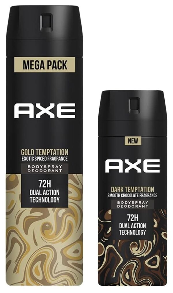 Axe Gold Temptation Long Lasting Deodorant Bodyspray For Men, 215ml & Axe Dark Temptation Long Lasting Deodorant Bodyspray For Men, 150ml - Fast Shipping to USA & Canada