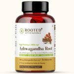 Rooted Ashwagandha Root Capsules (5% Withanolides), Enhanced With Reishi Mushrooms, Pure Extract | Stress Relief | Rejuvenates Mind & Body | Improves Strength & Energy | General Wellness | 60 Caps - Fast Shipping to USA