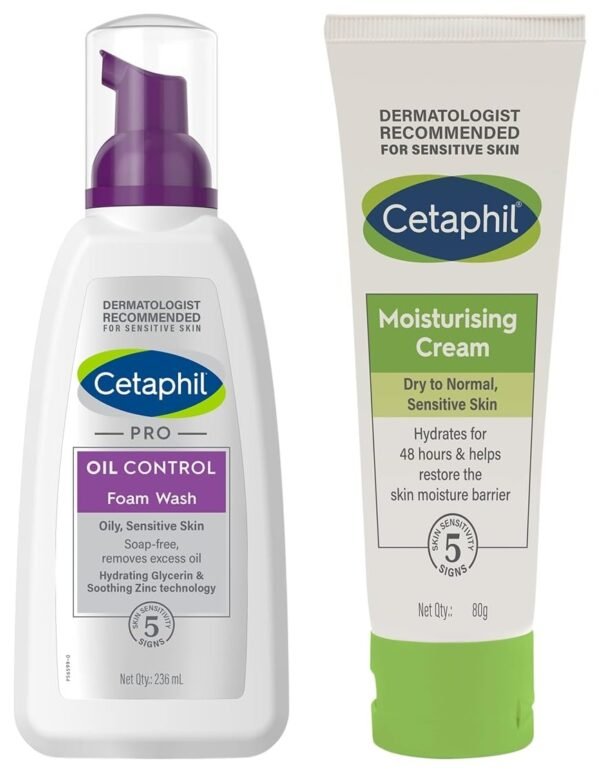 Cetaphil PRO Oil Control Foam Face Wash for Acne & Oily Prone Skin 236ml Moisturising Cream for Face & Body, Dry to Normal skin, 80 gm - Fast Shipping to USA & Canada