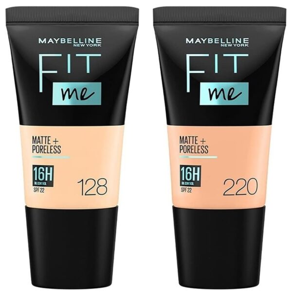 Maybelline New York Fit Me Matte+Poreless Liquid Foundation Medium Coverage For Oily Skin Powder Tube,220 Natural Beige,18Ml,128 Warm Nude,Pack Of 1 - Fast Shipping to USA & Canada