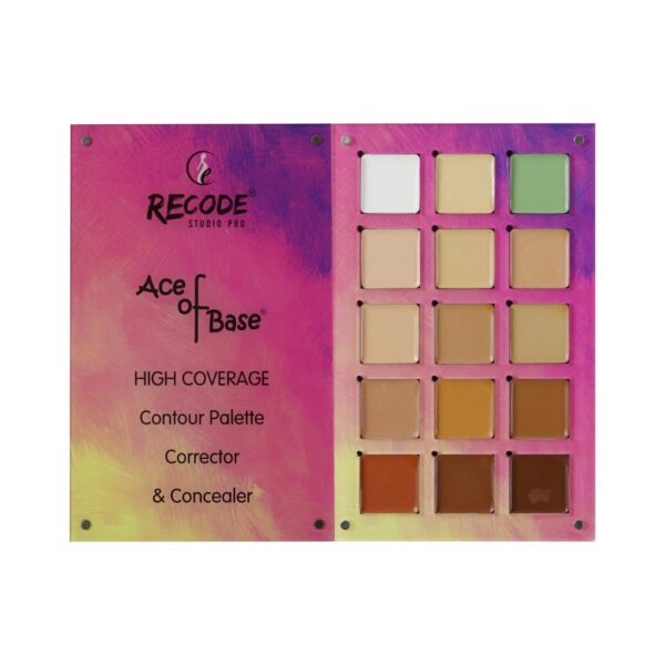 Recode Beauty Concealer, Colour Corrector & Contour Palette Powder Full Coverage For All Skin Type, Erases Dark Circles, Matte Uneven Skin Tone, Redness, Blemishes, Even Scars, 15 Shades - Fast Shipping to USA & Canada