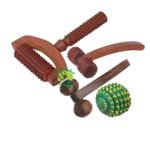 FA INDUSTRIES Wooden Back, Ball, Face & Neck Massager Therapy Tools for Body Muscle Pain Relief Wooden Body (Set of 4) Sheesham Wood - Fast Shipping to USA