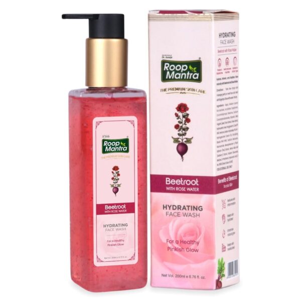 Roop Mantra Premium Beetroot with Rose Water Facewash For Healthy Pinkish Glow -200ML | Gently Cleanses | Hydrates & Soothes Skin | Hydrating Gentle Face Wash | Soap Free | Suitable for All Skin Types - Fast Shipping to USA & Canada