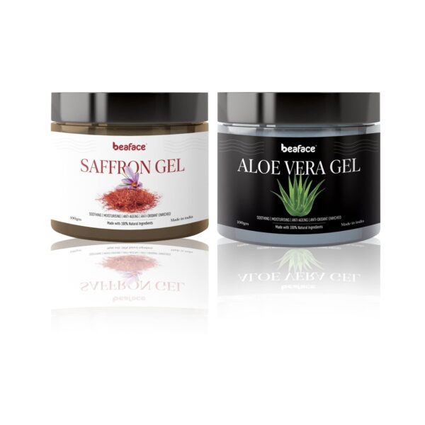 Beaface combo pack Saffron Face gel and Aloe vera skin gel (Pack of 2x100gm)