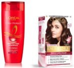L'Oreal Paris Excellence Creme Hair Color, 4.25 Aishwarya's Brown, 72ml+100g And L'Oreal Paris Color Protect Shampoo, 175ml (With 10% Extra) - Fast Shipping to USA & Canada
