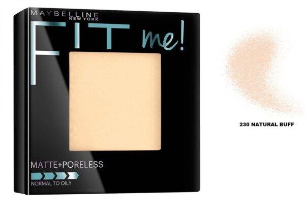 Maybelline Fit Me Matte+Poreless Pressed Powder For All Skin Types 8.5Gm With Ayur Product In Combo (230-Natural Buff), Beige - Fast Shipping to USA & Canada
