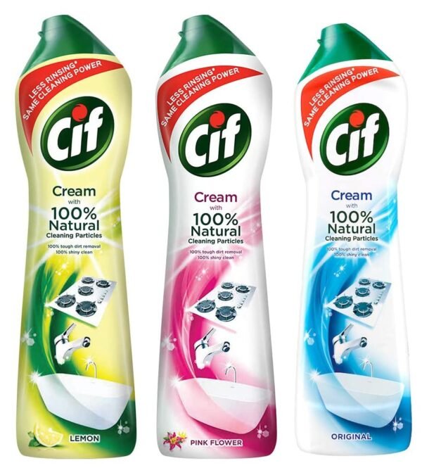 Cif Abrasive Surface Cleaner Cream, Lemon| Kitchen & Original Multipurpose Surface Cleaner Cream, 500 ml & Pink Multi Purpose Surface Cleaner Cream with Floral Fragrance, Removes Grease - Fast Shipping to USA & Canada