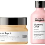 L'OREAL PROFESSIONNEL PARIS Serie Expert Vitamino Shampoo Protects Hair Colour From Fading,Adds Shine With Antioxidant Properties&Serie Expert Absolut Repair Masque 250 Gm,For Dry&Damaged Hair - Fast Shipping to USA & Canada