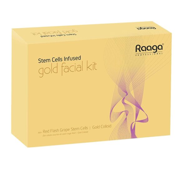 Raaga Professional Stem Cells Infused Gold 6 Step Facial Kit | Gold Colloid, Red Flesh Grape Stem Cells | Combats Pigmentation | All Skin Types (61 gm) - Fast Shipping to USA & Canada