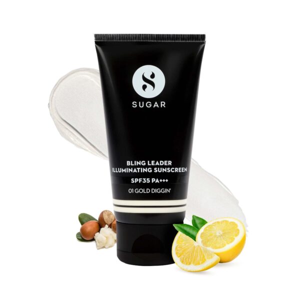 SUGAR Cosmetics Bling Leader Illuminating Sunscreen Spf35 Pa+++| Strobe Cream with 3 In 1 Glow Boosting Formula | Non Greasy Moisturizer | 50gm - 01 Gold Diggin - Fast Shipping to USA & Canada