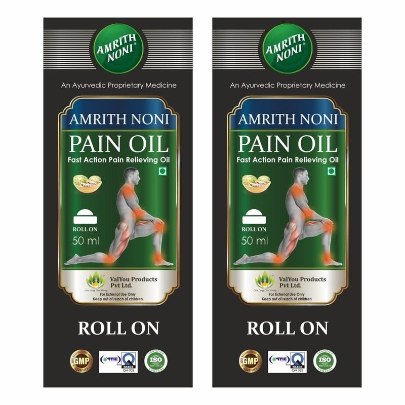 61MpvO-gtoL-1.jpg Amrith Noni Pain RollOn 50ml | Ayurvedic pain Relief Rollon for low Back pain, Joint pain, Knee pain, Body Pain, Ankle pain, Muscle pain, Neck Pain, shoulder Pain, Elbow Pain - Pack of 2 - Image 1