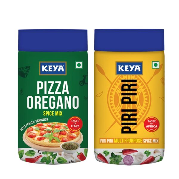 Keya Sprinklers Combo | Italian Pizza Oregano 80g | Piri Piri 100g | Seasonings For Pizza & Pasta | Premium All Natural & Healthy Italian Spice Blend for Pizza, Pasta | Sprinkler | No Artificial Flavours and Colours | Pack of 2 - Fast Shipping to USA & Canada