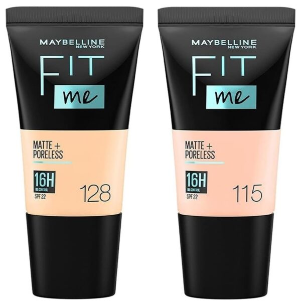 Maybelline New York Fit Me Matte+Poreless Liquid Foundation Medium Coverage For Oily Skin Tube,115 Ivory,18Ml & 128 Warm Nude,18Ml,Pack Of 1 - Fast Shipping to USA & Canada