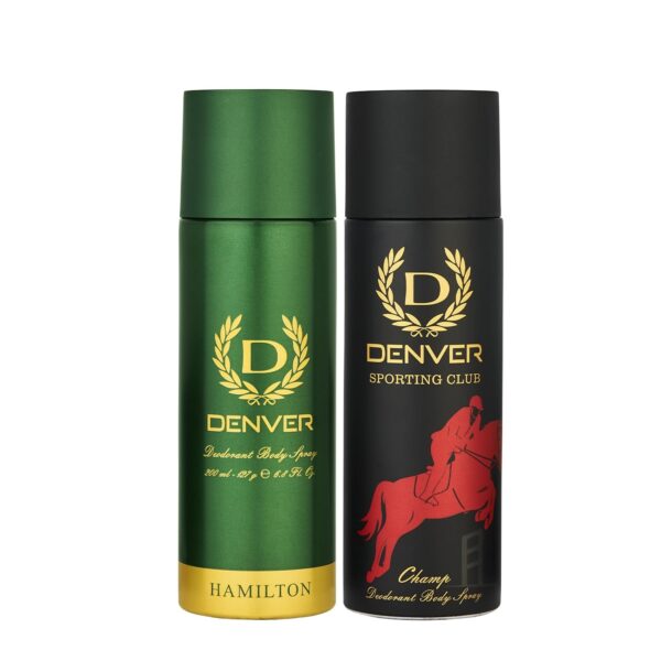 DENVER Hamilton & Sporting Club Champ Deo - 200ML Each (Pack of 2) Long Lasting Deodorant Spray - For Men (400 ml, Pack of 2)