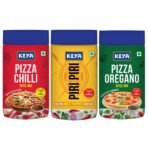 Keya International Sprinklers Combo | Italian Pizza Oregano 80gm | Piri Piri 100gm | Italian Pizza Chilli 70gm | Seasonings For Pizza & Pasta | Sprinkle It On Anything | Instant Seasoning Mix, Exotic Spices | Pack of 3 - Fast Shipping to USA & Canada
