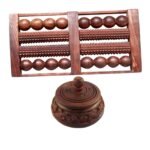 FA INDUSTRIES Accupresure wooden Foot leg feet Roller Massager Tool for Body relieves Stress (14x8x2) In, Sindur ki dibbi Free Brown colour (Only Massager Manufacturering) - Fast Shipping to USA